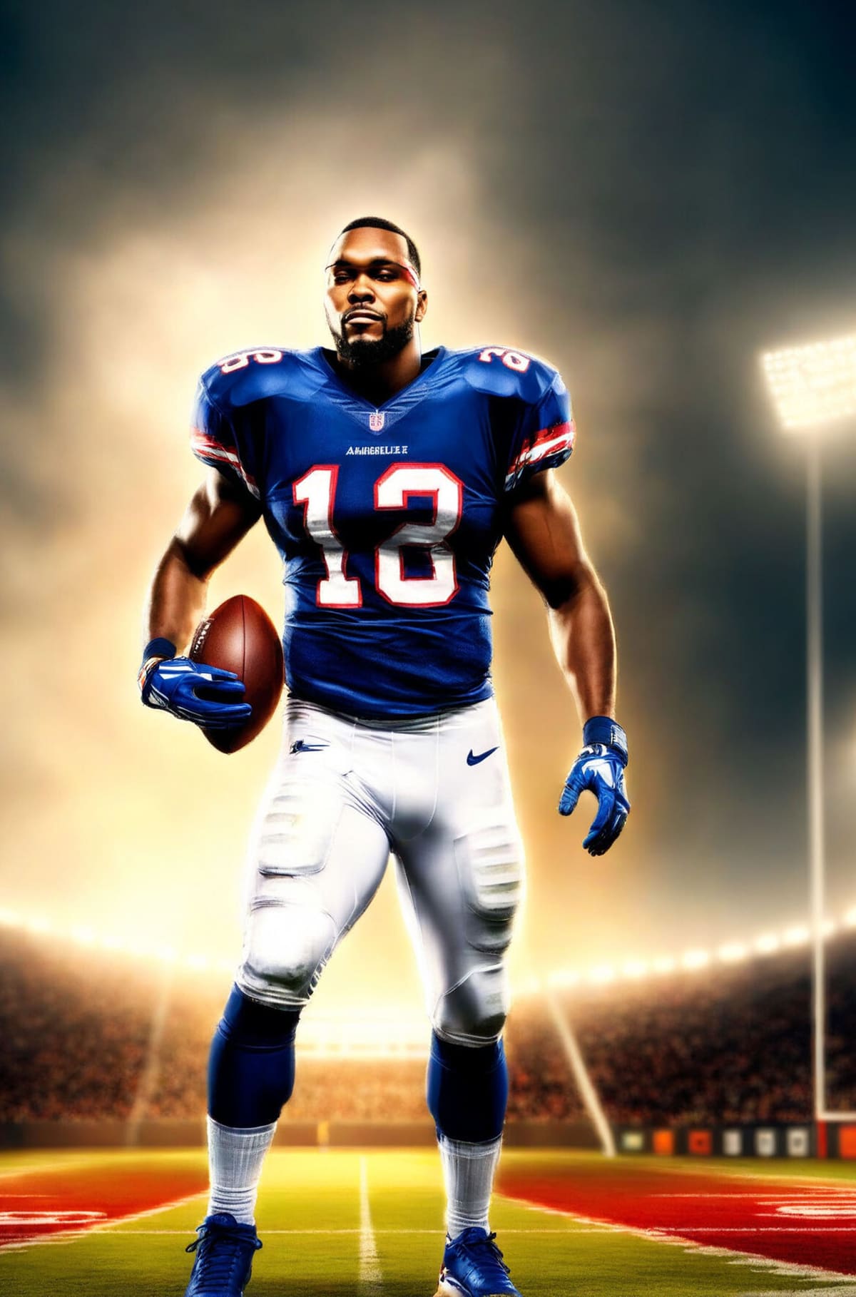 AI sports portrait of a football player in a stadium